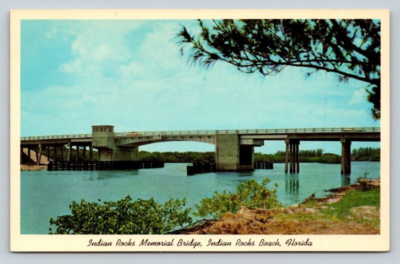 Indian Rocks Memorial Bridge Indian Rocks Beach Florida Vintage Postcard 0912