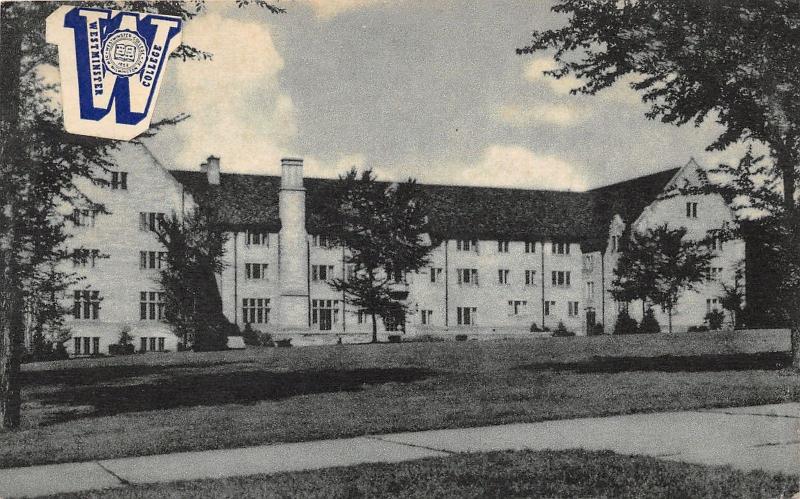 New Wilmington Pennsylvania~Westminster College~Ferguson Hall~1948 B&W Postcard