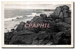 Old Postcard Ile de Batz Finistere wild sea Point of Tthe