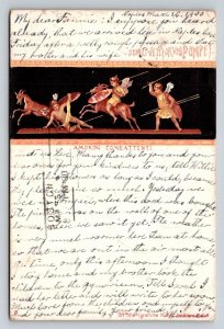 1900 Pompeii Italy Postcard Amorini Combattenti House of Vettii Fresco Naples