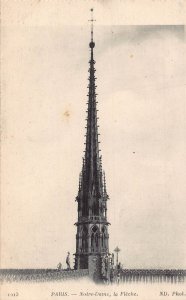 France Paris Notre Dame La Fleche vintage postcard