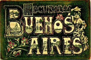 Large Letter Greetings Recuerdos From Buenos Aires Argentina UDB Postcard Micah