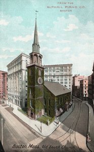 Vintage Postcard 1910's View of The Old South Church Boston Massachusetts MA
