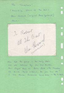 Alan Howard of The Tremeloes Hand Signed Autograph Page