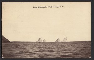 New York PORT HENRY - Lake Champlain with Sail Boats pm1916 ~ DB