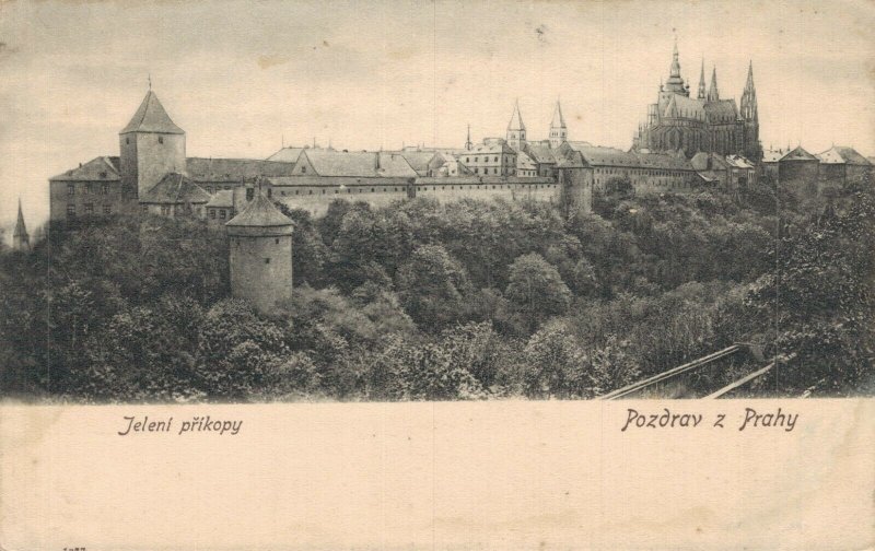 Czech Republic Prague Jelení Prikopy Pozdrav v Prahy Vintage Postcard 08.12