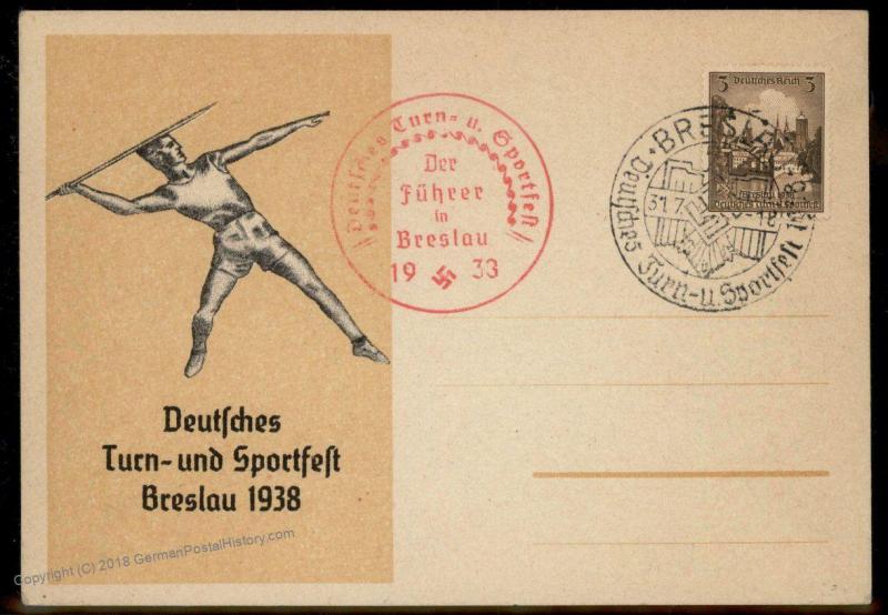 3rd Reich Germany 1938 Turnfest Breslau Gymnastics Propaganda Card 91399