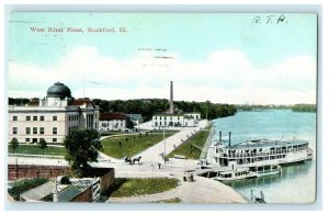 1945 Steamer Ship West River Front, Rockford Illinois IL Posted Antique Postcard 