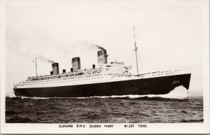 Cunard RMS 'Queen Mary' Ship Steamship Real Photo Postcard H15