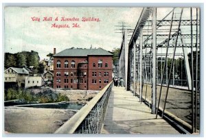 c1910 City Hall & Kennebec Building Augusta Maine ME Antique Postcard