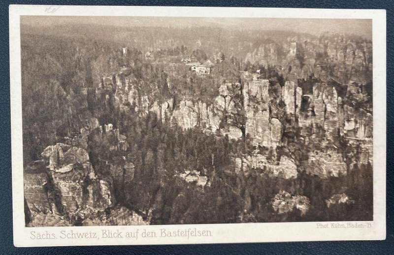 Mint Germany Real Picture Postcard Zeppelin View Of Basteifelsen