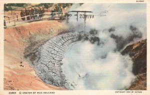 Vintage Postcard 1936 Crater of Mud Volcano Yellowstone Park Wyoming WY