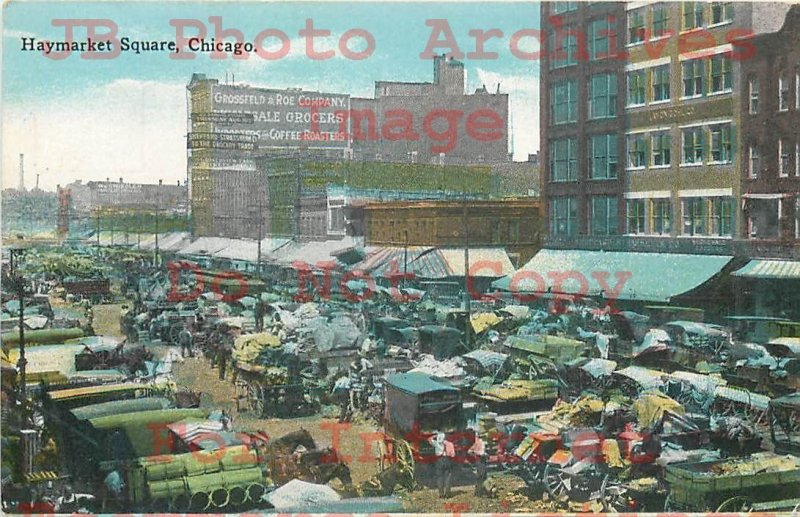 5 Postcards, Chicago Illinois, Haymarket Square Scenes