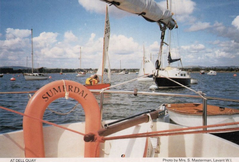 At Dell Quay Sussex Sailing Club Boat Ship Deck Rare Postcard