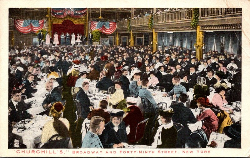 New York City Churchill's Restaurant Broadway and Forty-Ninth Street 1919