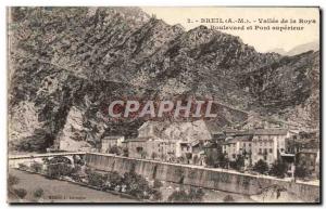 Old Postcard Breil Roya Valley Boulevard and Bridge Superior