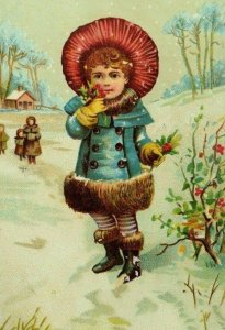 Lovely Girl Holly Berries Christmas Jersey Coffee, Dayton, OH Trade Card F100