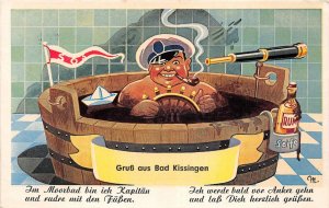 Lot170 germany comic postcard gruss aus bad kissingen man in bath cab