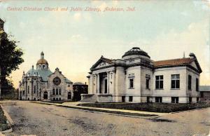 Anderson Indiana Central Christian Church Street View Antique Postcard K106053