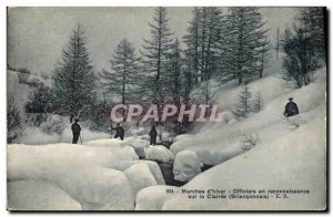 Old Postcard Militaria Alpine Hunters Marche d & # 39hiver officers in recogn...