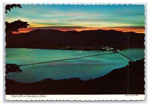 Night Falls On Sandpoint Idaho Continental View Postcard