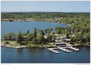 Aerial Waterfront View, Bayridge Store & Marina & Cabins, Minaki, Ontario, Ca...