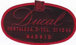 Spain Madrid Hotel Ducal Vintage Luggage Label sk2792