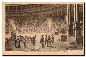 Old Postcard Roma Monaco Almachio Tenta Impetire gli spettacoli Gladiator