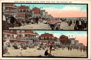 Postcard Bath House Section Looking North from Pier in Old Orchard, Maine