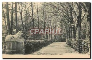 Old Postcard Sable Sarthe Allee Public Garden Lion