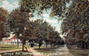 Orange City Florida Volusia Ave. South Facing Street View Vintage Postcard U15