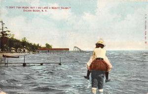 Sylvan Beach New York Romance Couple Piggyback Waterfront Postcard K71046