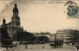 CPA PARIS 9e - Place et Eglise de la Trinite (55713)