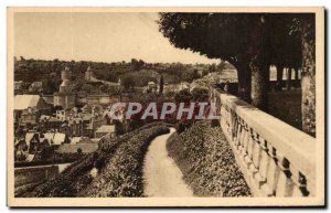 Old Postcard Fougeres The Lower City View From The Public Garden