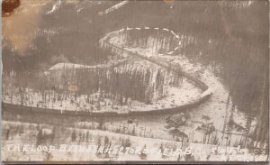 The Loop between Hector and Field BC Train AE Cross Real Photo Postcard H24