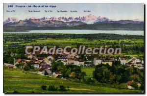 Old Postcard Divonne les Bains and the Alps