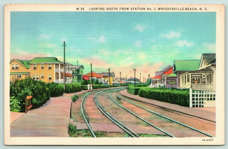 Wrightsville Beach North Carolina~Train Station #1 South Along Tracks~1940s 