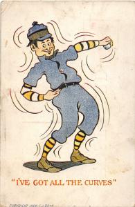 F12/ Baseball Sports Comic Postcard c1910 Got all the Curves: Pitcher 17