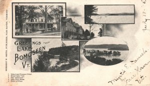 Vintage Postcard 1905 Greetings From Lake Bomoseen Vermont Island In Prospect Po