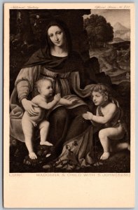 Vtg Art Madonna & Child Saint John Italian Painter Bernardino Luini Postcard