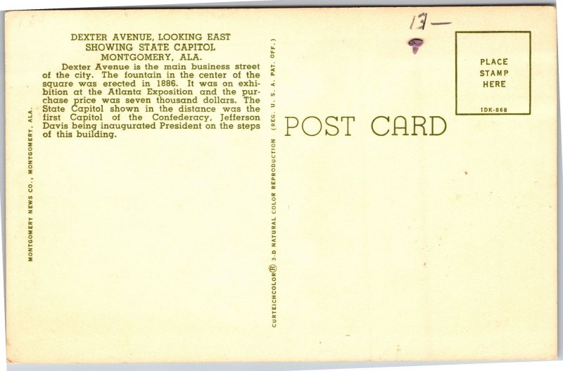 Postcard AL Montgomery Dexter Avenue 1950s