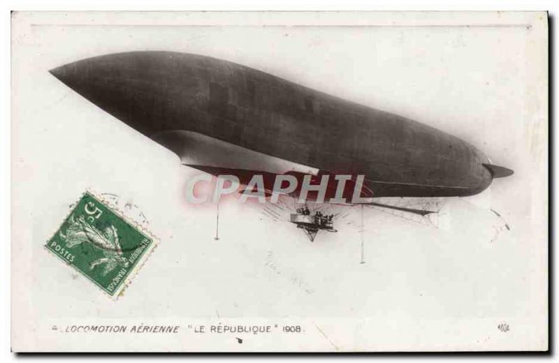 Old Postcard Aviation Zeppelin Airship 1908 The Republic