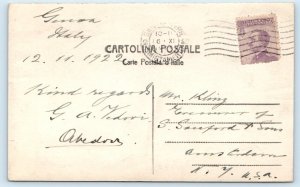 RPPC Panorama Genova Genoa ITALY artist 1922 Postcard
