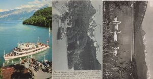 Thun Ferry Ship Swan Birds Switzerland 3x Postcard s