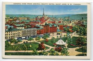 Panorama Saint St John New Brunswick Canada 1940s postcard