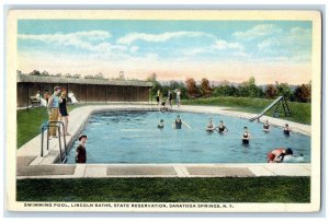 c1920 Swimming Pool Lincoln Baths Reservation Saratoga Springs New York Postcard