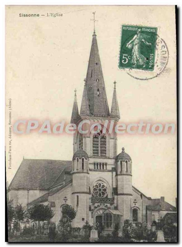 Postcard Sissonne Old Church