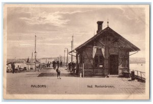 c1940's Wood Ponton Bridge Aalborg Jutland Denmark Vintage Unposted Postcard