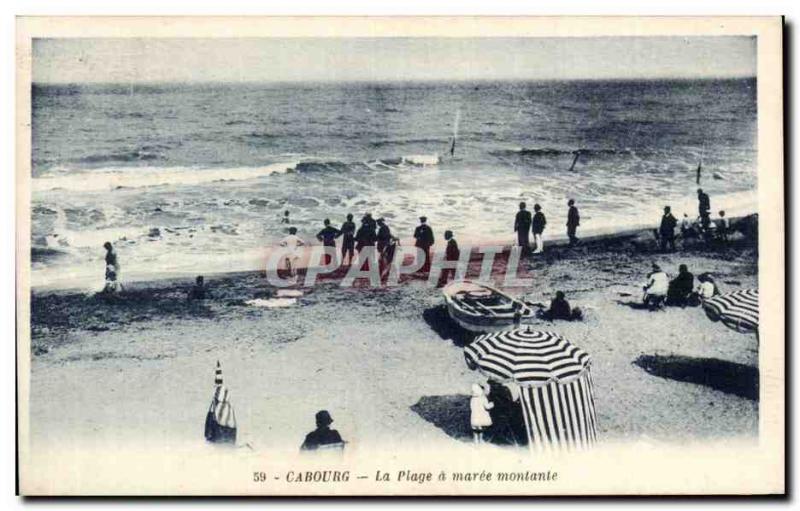 Cabourg Old Postcard The beach rising tide