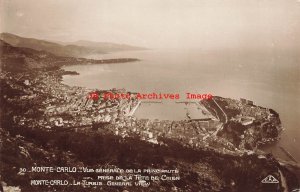 Monaco, Monte Carlo, RPPC, Aerial View Of City, CAP Photo No 30